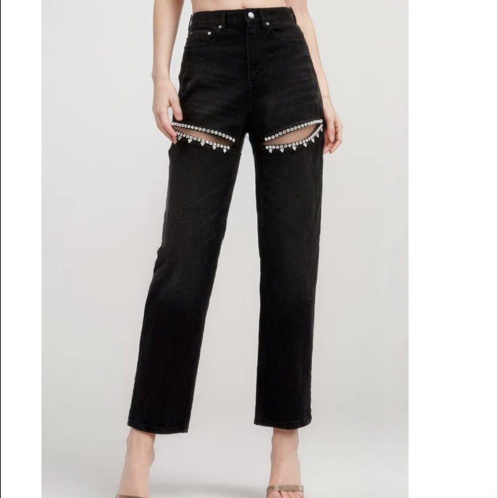 Monvess High-waisted Jeans With Embellishments (Taylor Swift Super Bowl vibes)